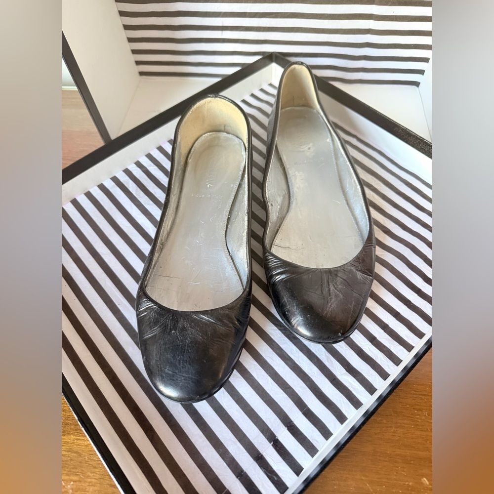 J. Crew Black Leather Ballet Flats